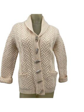 NORDIC DESIGN Vintage Wool Womens Cardigan sweater chunky Fisherman Size Medium